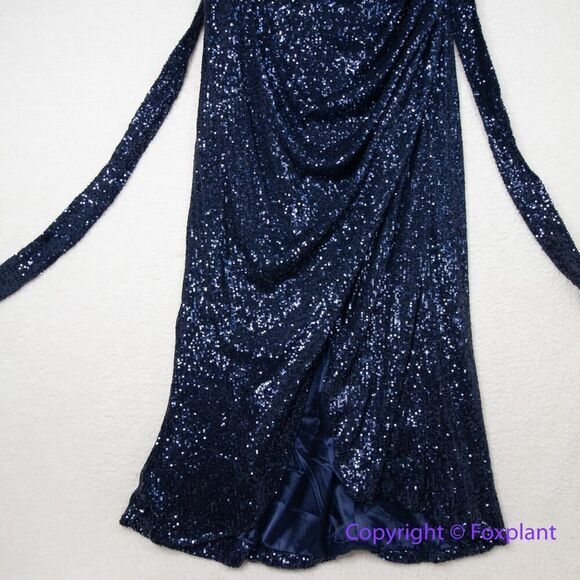New! City Chic Athena Maxi sequin Dress navy blue, size 24 - Picture 4 of 16